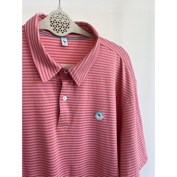 Player 2 Performance Golf Polo Shirt Pink Striped Short Sleeve Men's 2XL‎ - Picture 3 of 8